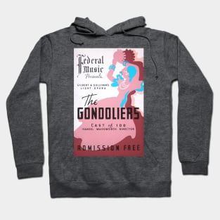 The Gondoliers vintage screen print in burgundy, pink, and blue, 1937: Retro theatre poster, cleaned and restored Hoodie